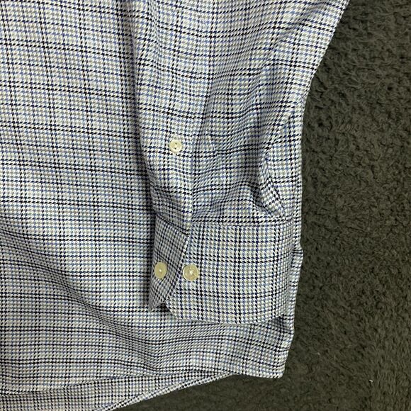 Eton Dress Shirt Mens 19.5 Blue Houndstooth Classic Fit Spread Collar Button Up - Picture 6 of 12